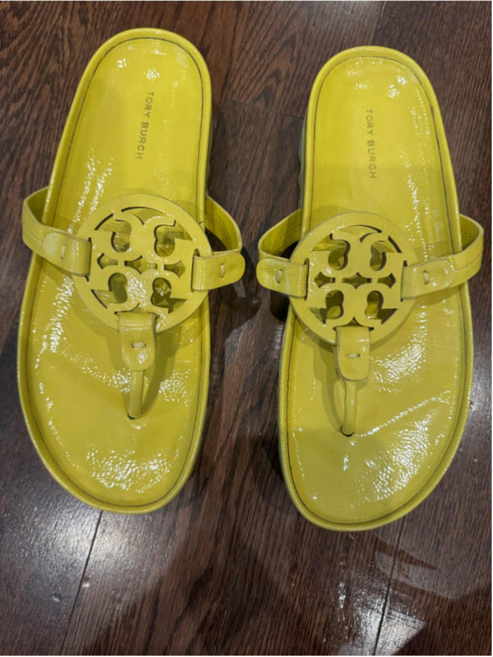 Tory Burch Miller Cloud Lug Sandals Zesty Lime Yellow Size 8.5